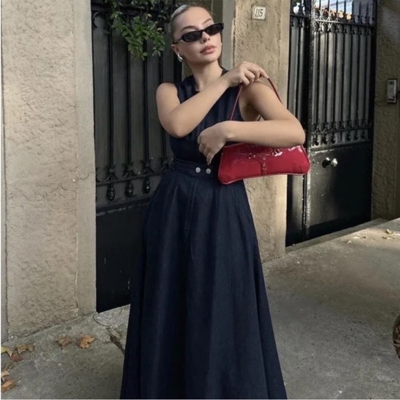 Zara Asymmetric denim midi dress LAST ONE - Picture 7 of 13